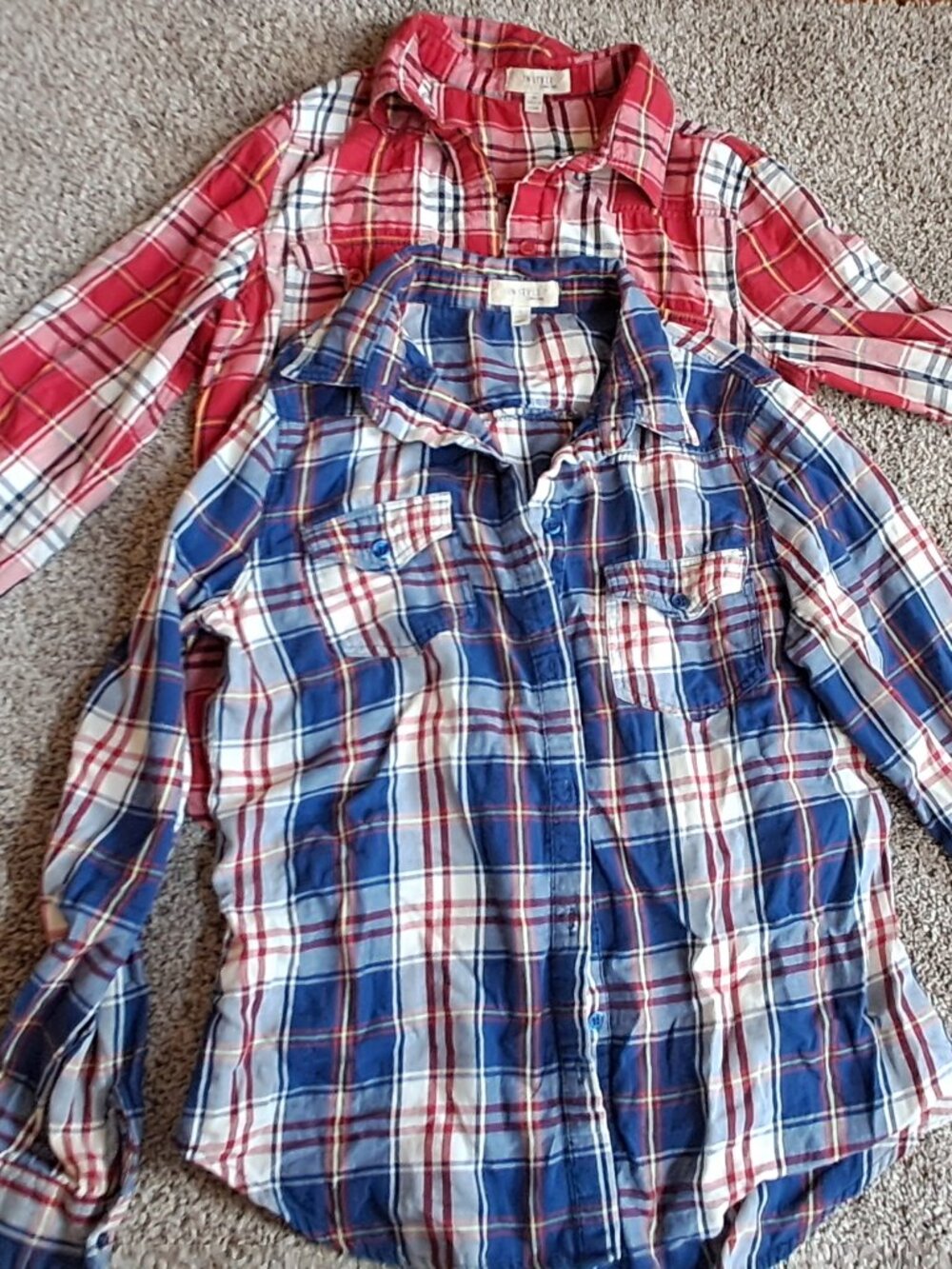 In Style Collection Plaid Shirts One Size Medium, the Other Size Large